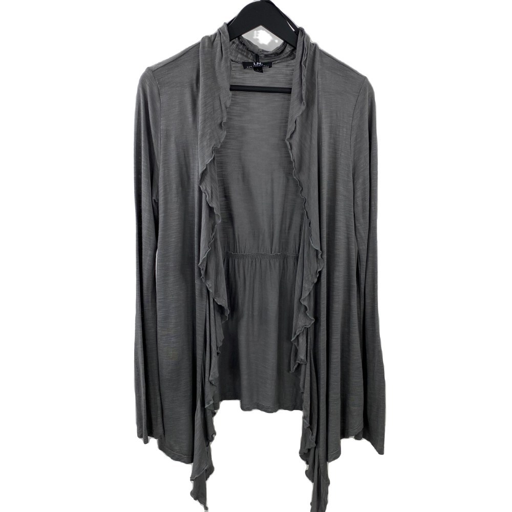 I.N. San Francisco Gray Cascading Cardigan U.S.A L